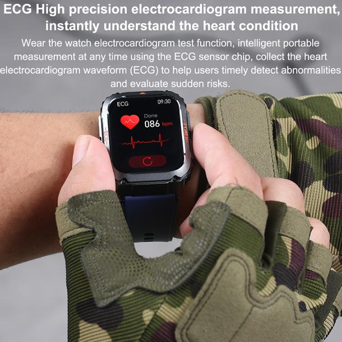 Bkwat Military Smartwatch BT Calling with ecg and blood pressure