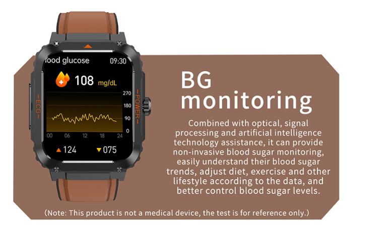 Bkwat Military Smartwatch BT Calling with ecg and blood pressure