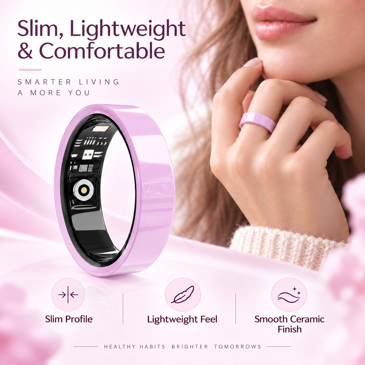 BKWAT BKC1 Ceramic Smart Ring with NFC, Health & Sleep Tracking