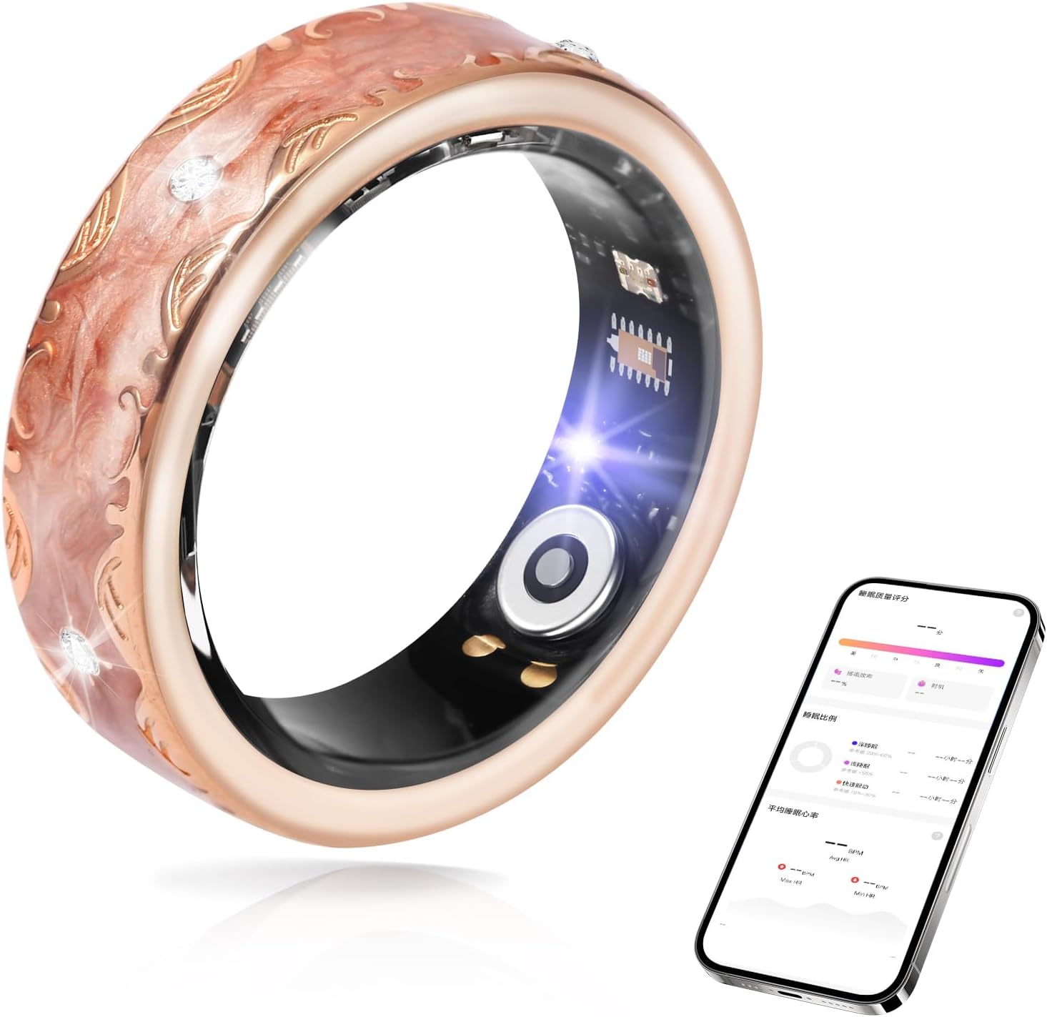Smart Ring for Women-Men,Health-Fitness Tracker with Heart Rate, Sleep Monitor, Blood Oxygen, HRV, 128 Sports Modes, IP68 Waterproof, Gesture Control, No Subscription Fee,with iOS & Android