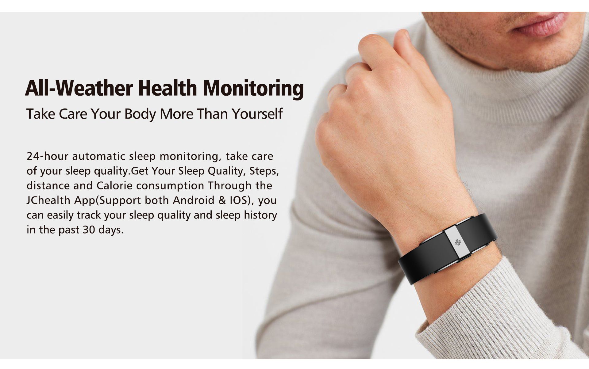 Non-screen Health Smart Bracelet, Wearable Activity & Fitness Tracker for Multi-Sport Mode, All-Day Automatic Continuous Monitoring of Health Data