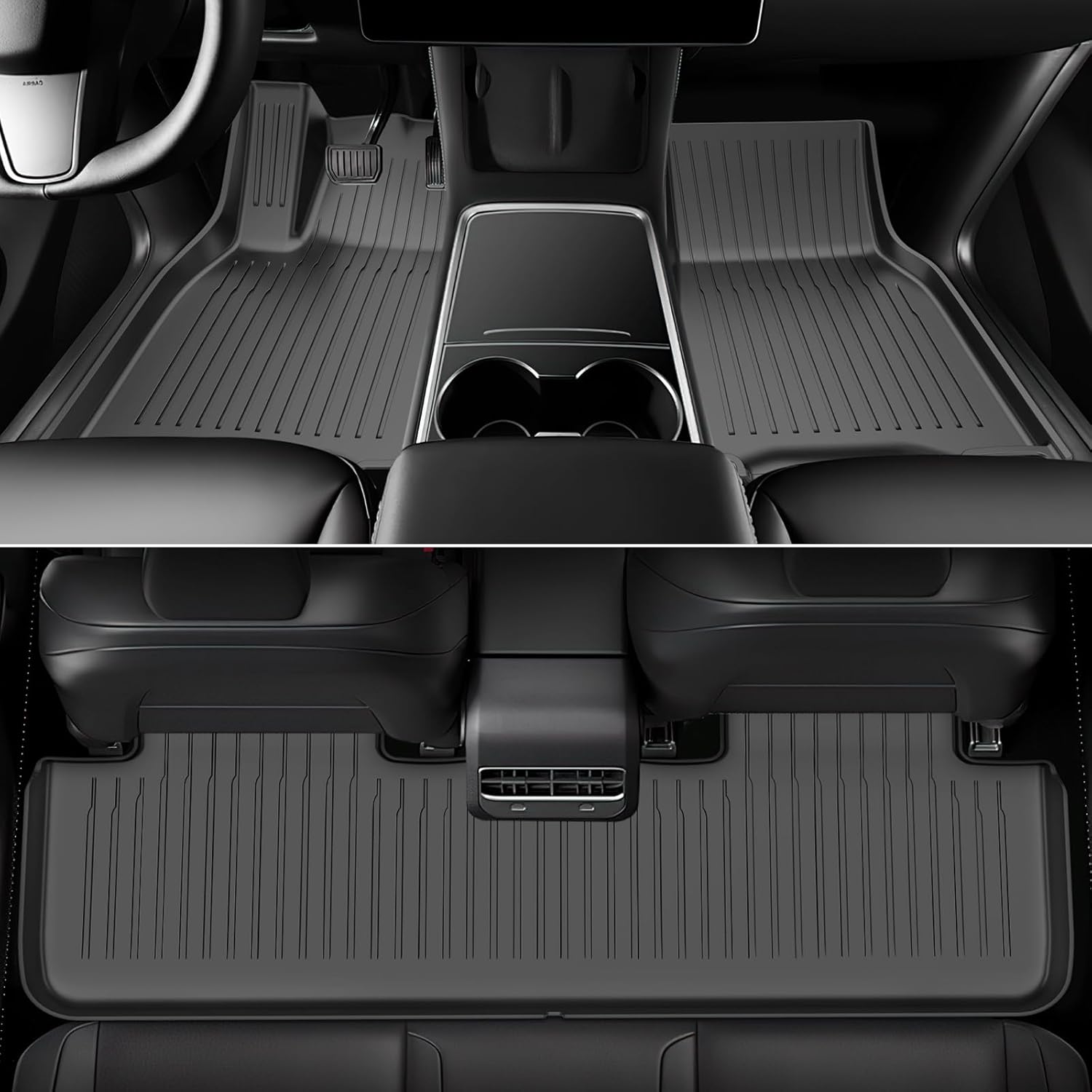 2024 Tesla Model y Floor mats - Custom Fit All Weather TPE Cargo Liner Trunk Accessories, Exclusively Compatible with 2021-2024 Tesla Model Y 5-Seat (Model Y Full Floor Mat Kit - Set of 6)