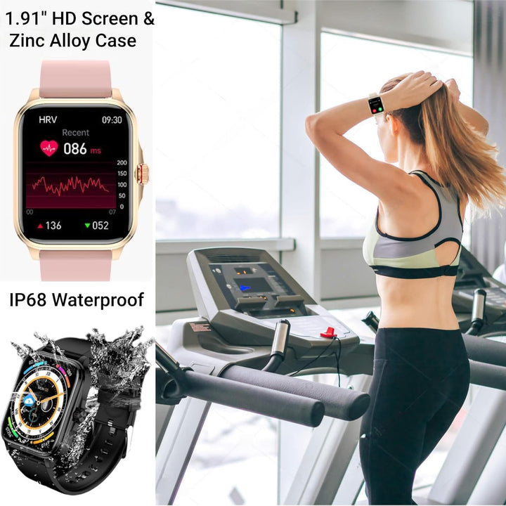 Smart Watch for Women/Men with Text and Call, Fitness Trackers 1.91" HD Screen Zinc Alloy Case, Blood Pressure Watch/Heart Rate Monitor/Sleep Tracker.