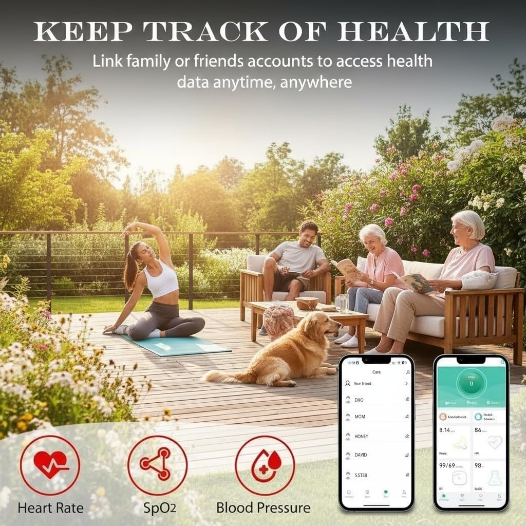 Smart Health Ring for Men Women, Fitness Tracker Ring with Heart Rate Blood Pressure SpO2 Sleep Monitoring, 100+ Sports, Slim Stainless Steel IP68, No Subscription, iOS Android