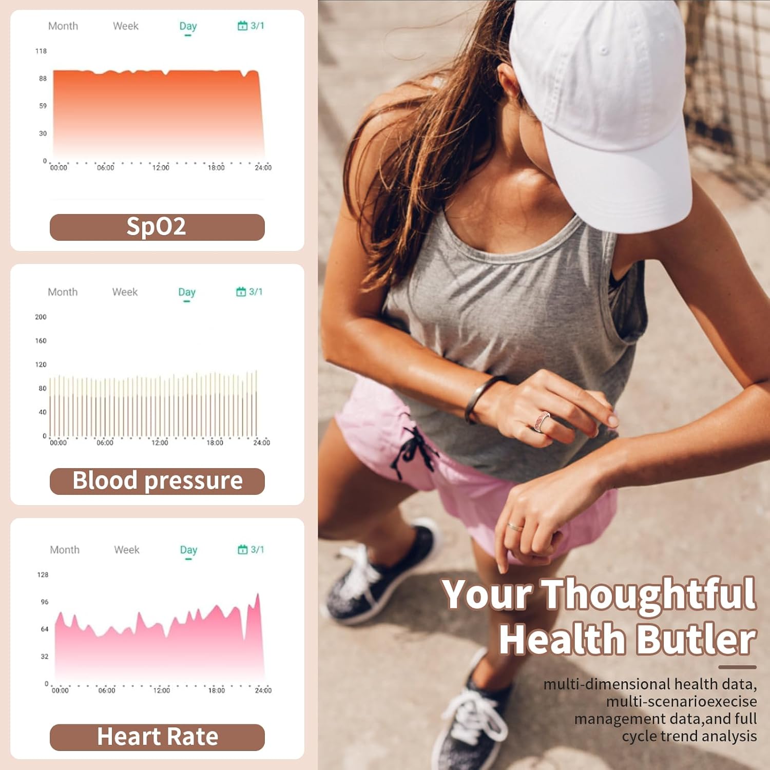 Smart Ring for Women-Men,Health-Fitness Tracker with Heart Rate, Sleep Monitor, Blood Oxygen, HRV, 128 Sports Modes, IP68 Waterproof, Gesture Control, No Subscription Fee,with iOS & Android