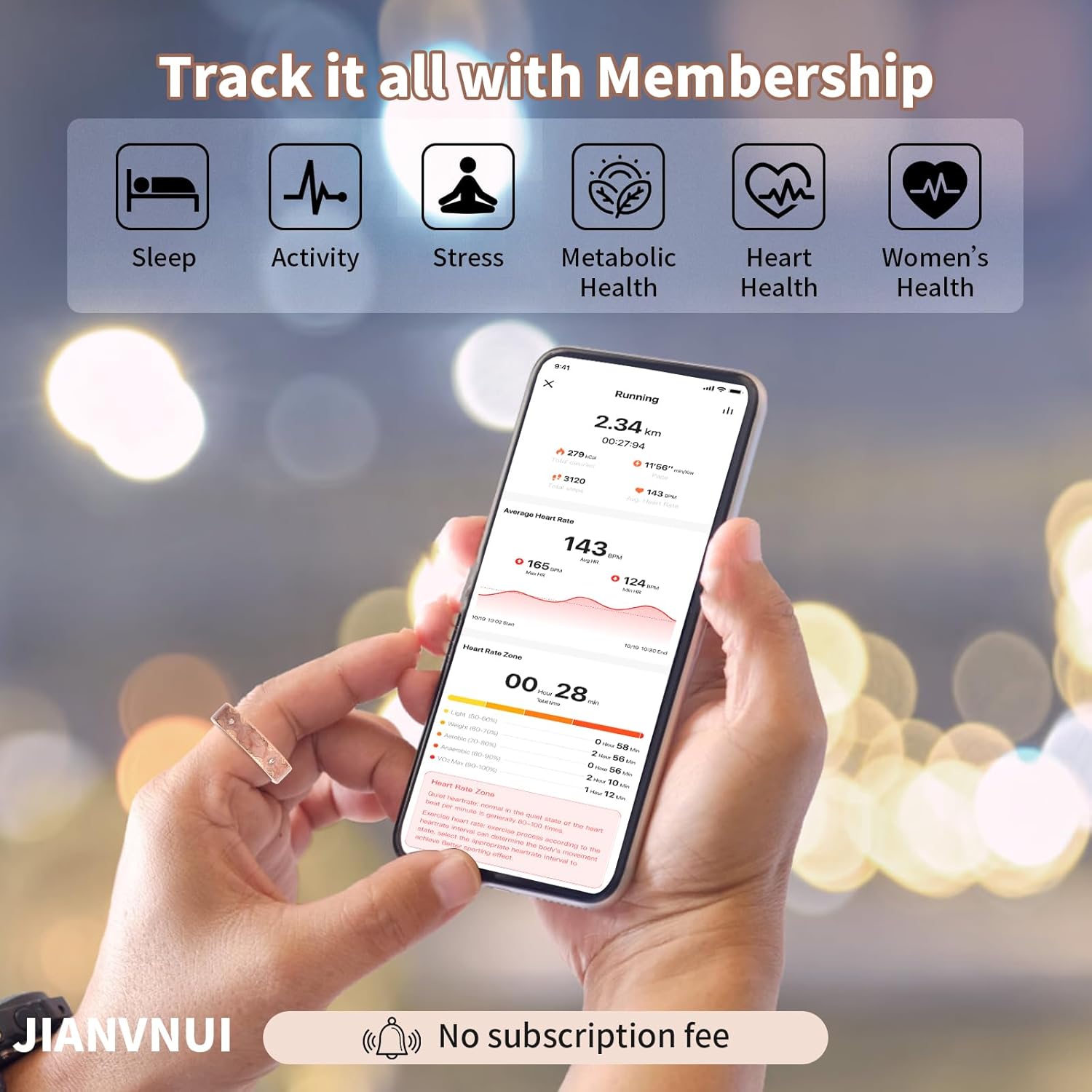 Smart Ring for Women-Men,Health-Fitness Tracker with Heart Rate, Sleep Monitor, Blood Oxygen, HRV, 128 Sports Modes, IP68 Waterproof, Gesture Control, No Subscription Fee,with iOS & Android