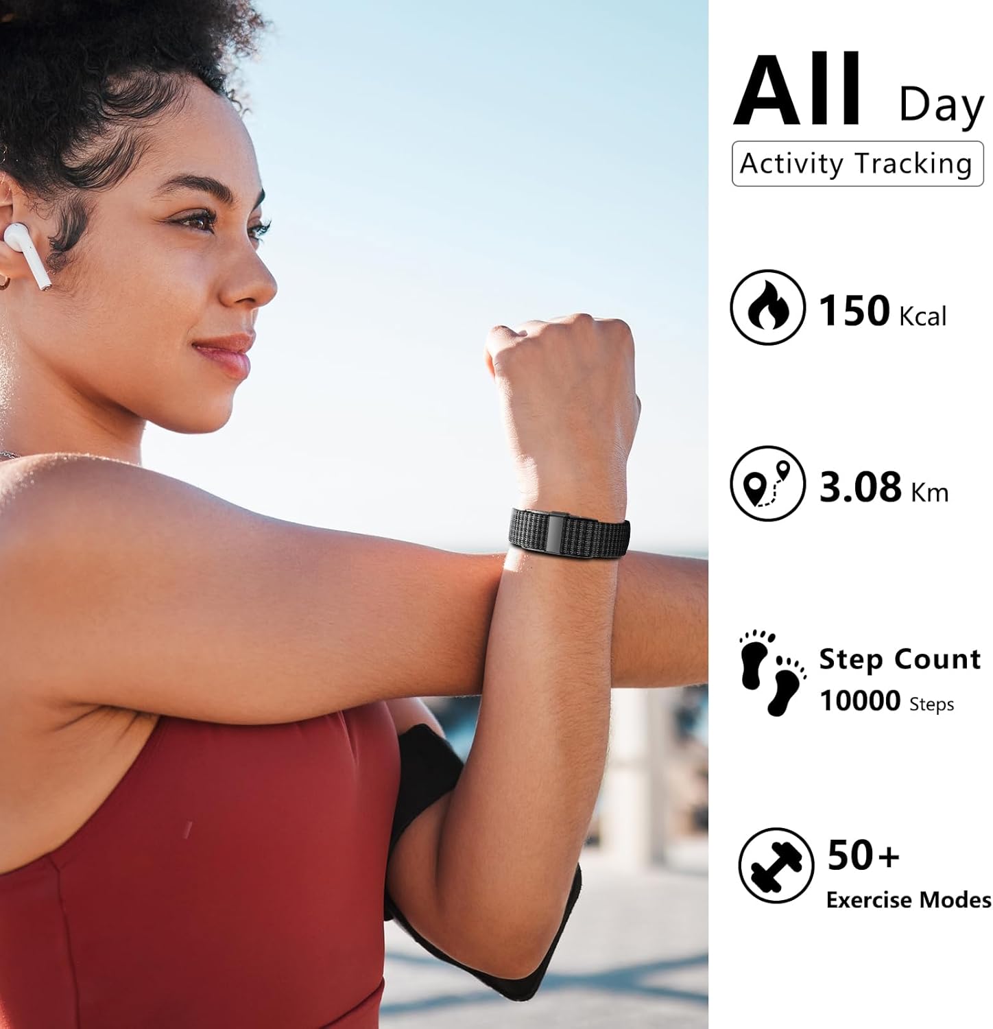 Non-screen Health Smart Bracelet, Wearable Activity & Fitness Tracker for Multi-Sport Mode, All-Day Automatic Continuous Monitoring of Health Data