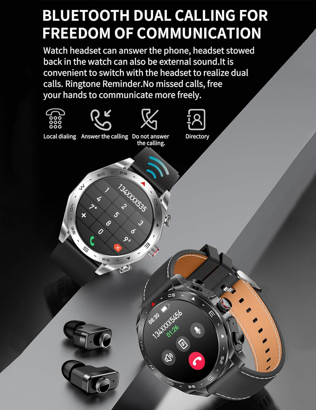 Smart Watch with Earbuds, 2 in 1 Bluetooth Earphones & Smart Watch, Fitness Tracker with Blood Oxygen Heart Rate Sleep Monitor, Long Time Standby Sports Watch for Men/Women